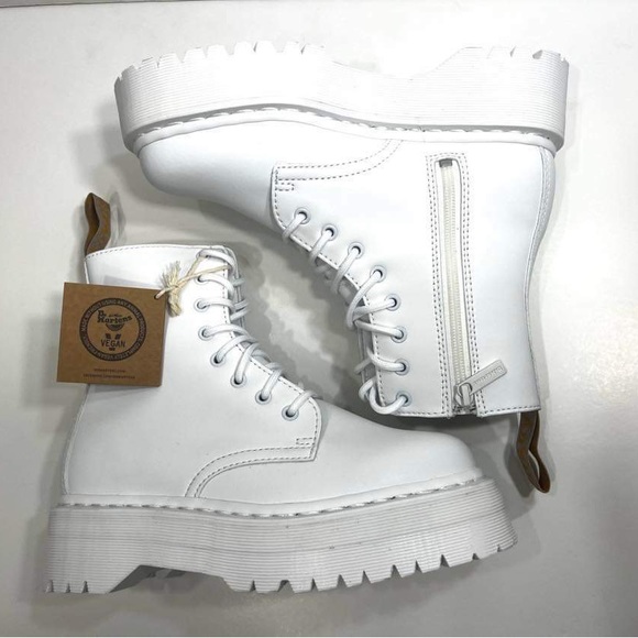 Dr. Martens Unisex Women’s SZ.9/Men’s 8 Vegan Jadon II Platform White Boots New - Picture 6 of 13